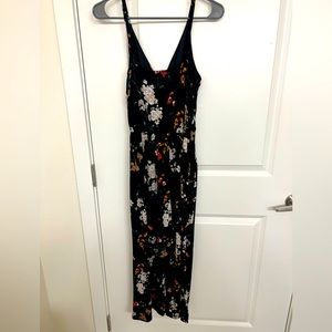 Black floral print jumpsuit